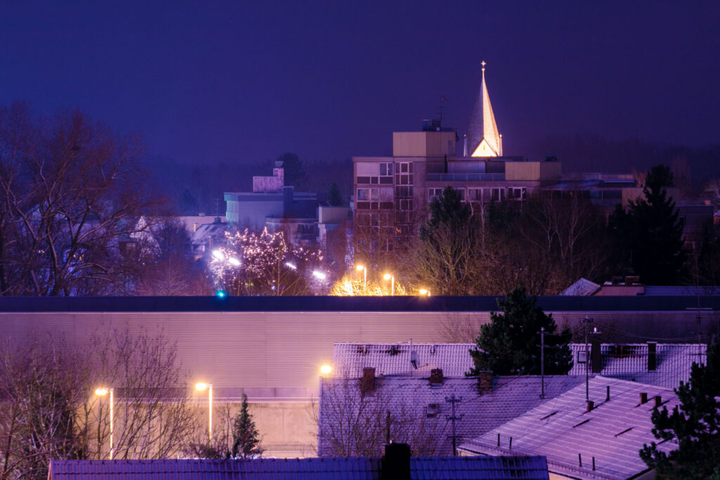 Winterlicher Blick über Garching bei München